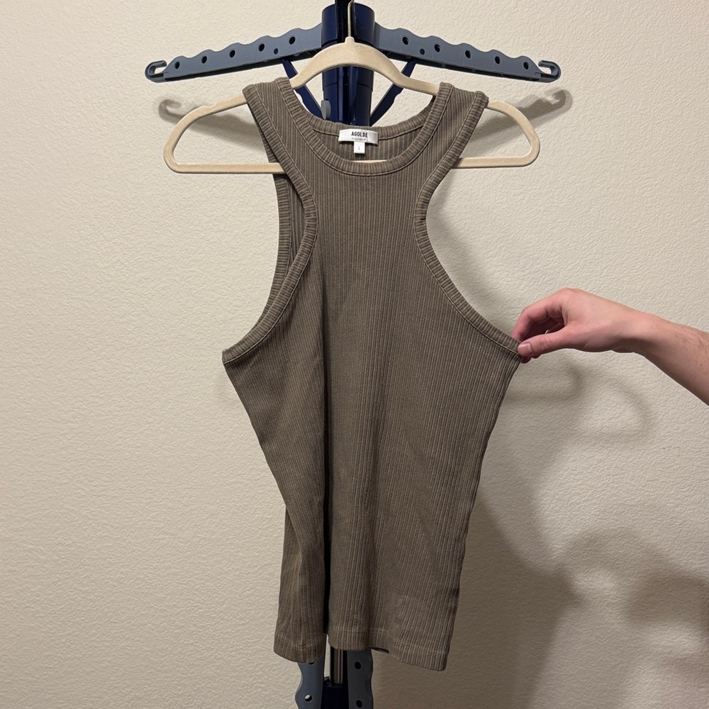 Agolde Ribbed Tank Top - Tan